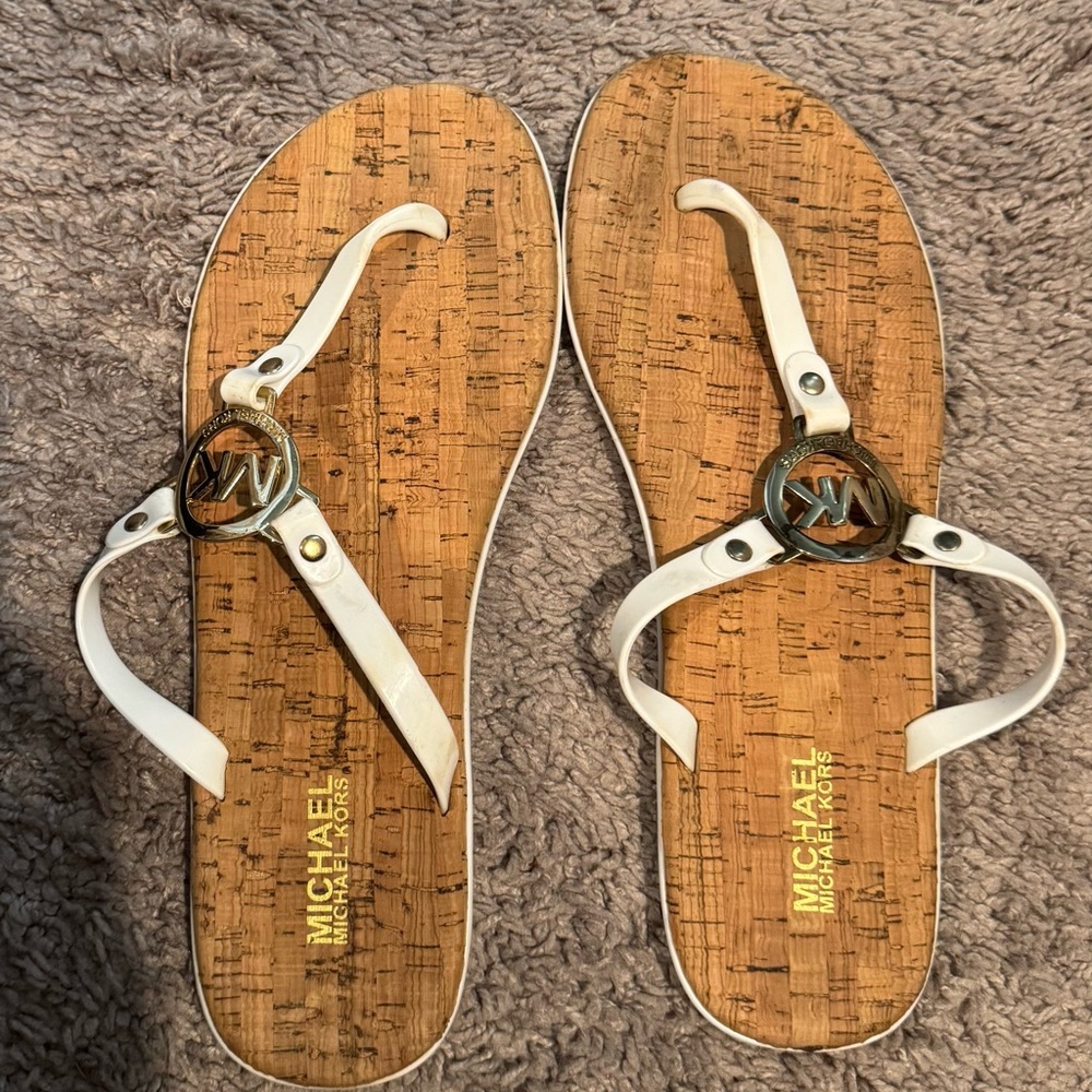 MICHAEL Michael Kors White Sandals with Cork Sole